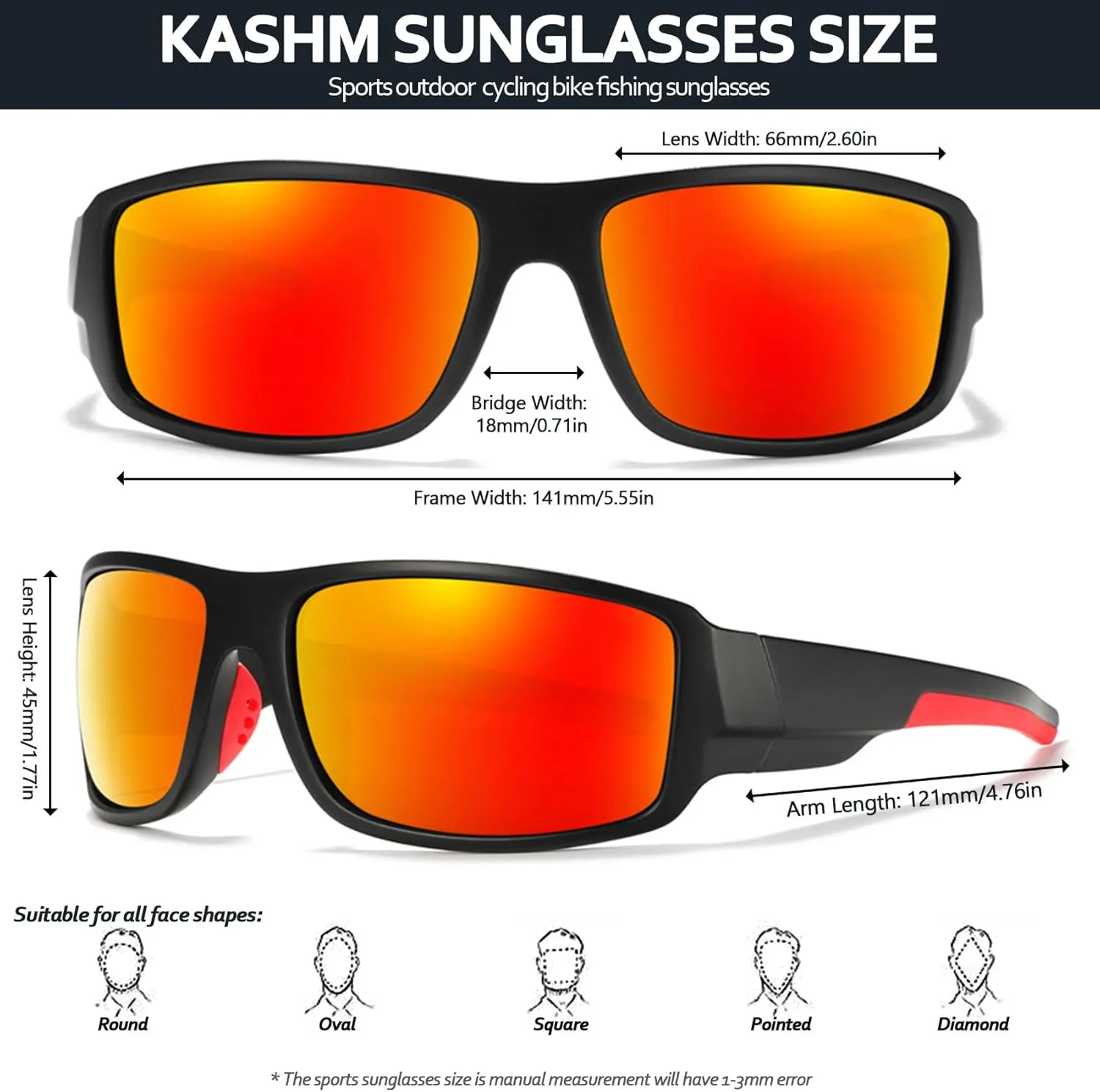 Polarized Sports Sunglasses for Men Women Unbreakable Driving Cycling Fishing Sun Glasses UV Protection