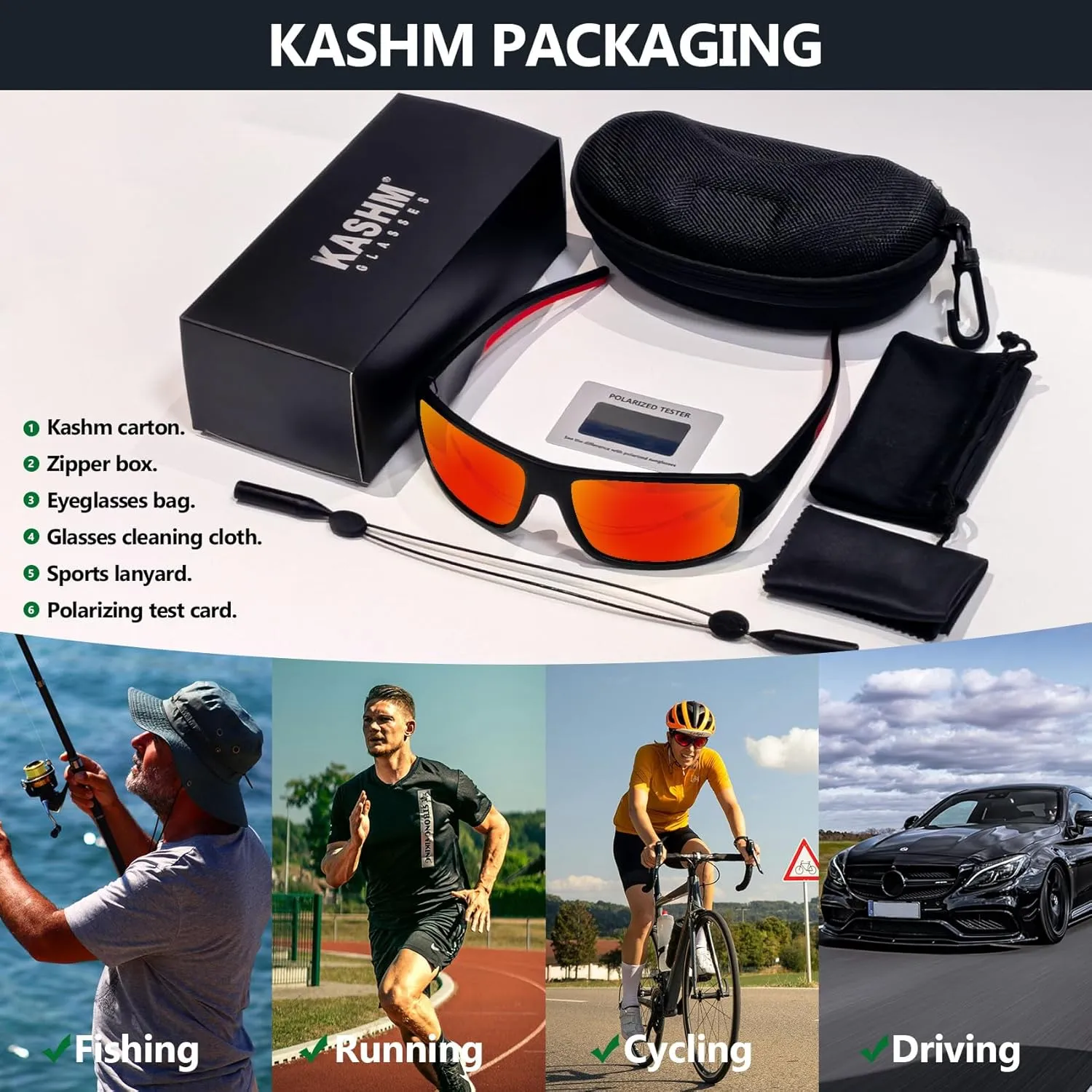 Polarized Sports Sunglasses for Men Women Unbreakable Driving Cycling Fishing Sun Glasses UV Protection