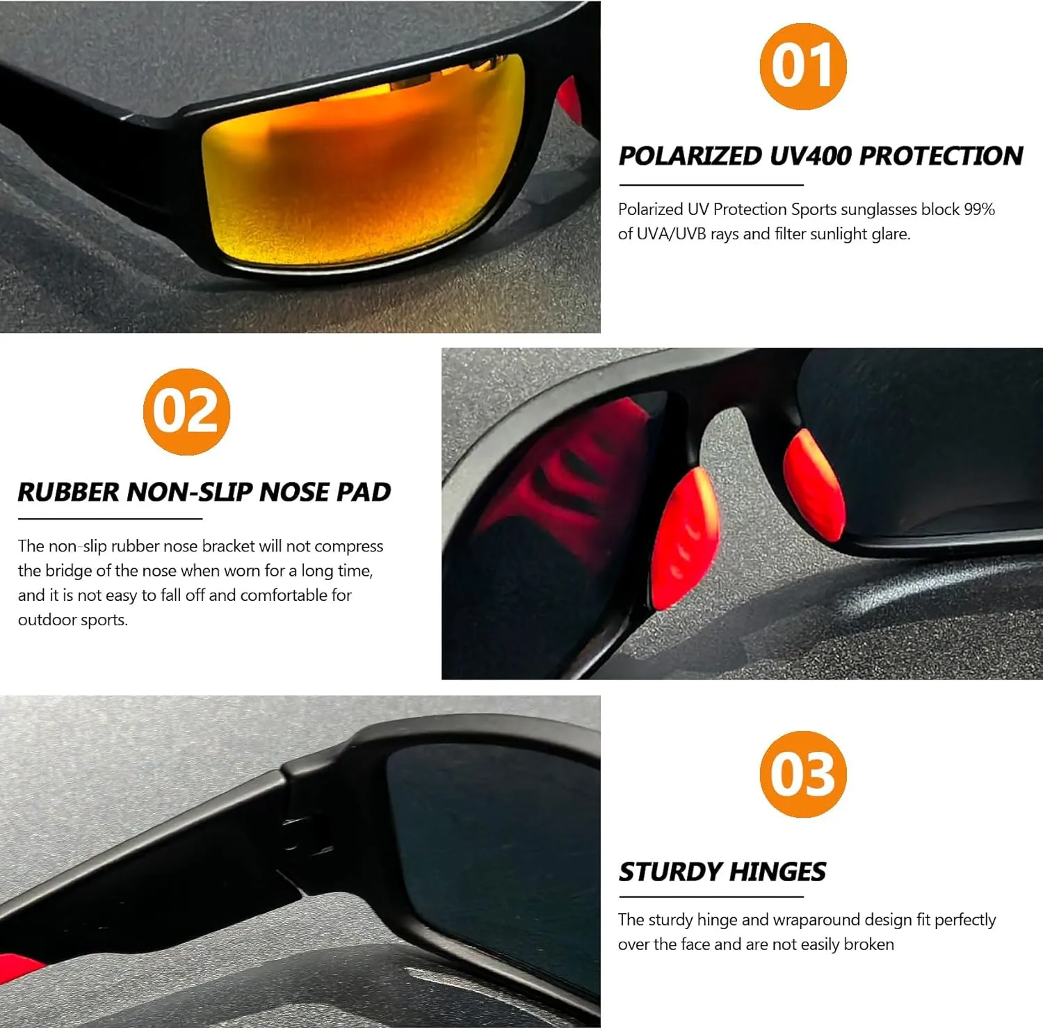 Polarized Sports Sunglasses for Men Women Unbreakable Driving Cycling Fishing Sun Glasses UV Protection