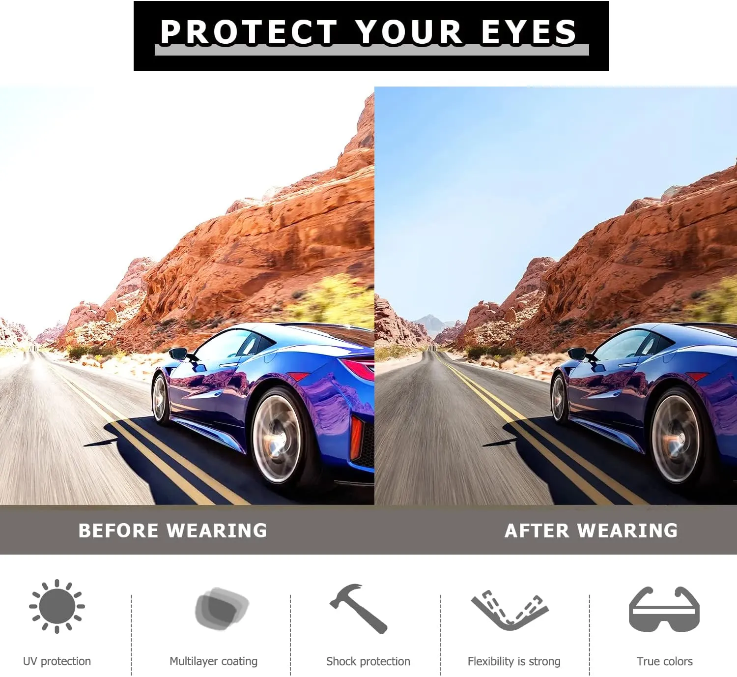 Polarized Sports Sunglasses, PC Cycling Sunglasses, UV400 Protection Bike Glasses Baseball Sunglasses for Men