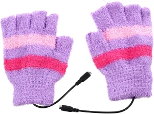 POPETPOP 1Pair USB Heated Half Finger Gloves for Winter Woolen Thermal Unisex Mittens for Gaming Skiing and Outdoor Activities Quick Heating Winter Hands Warmer