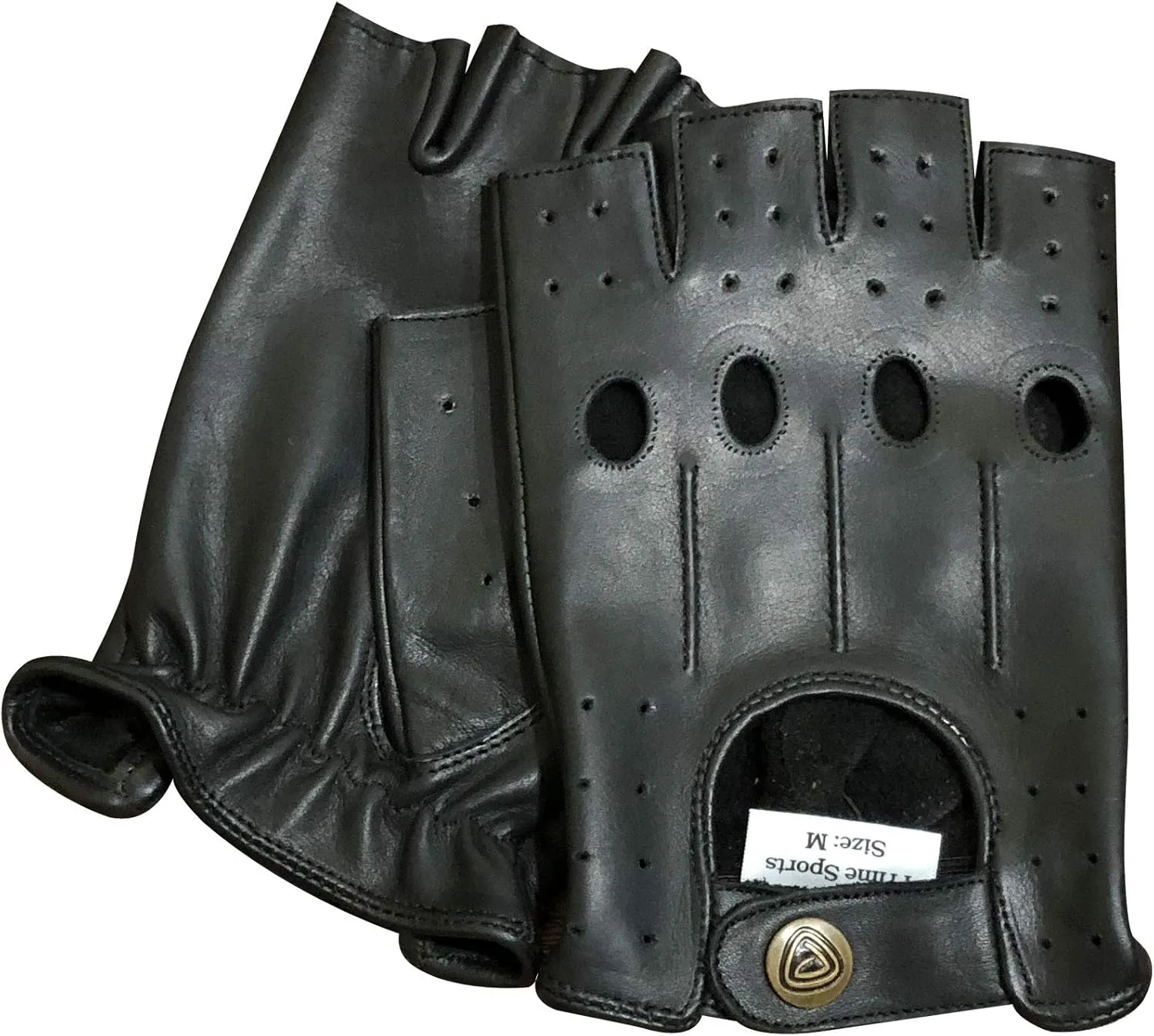 Prime Fingerless Driving Gloves Soft Cow Napp Leather Weight Lifting Gloves 309 (Black, S)