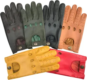 Prime Soft Cow Nappa Leather Men Driving Gloves Slim Fit Unlined Style 513 (513 Tan, M)