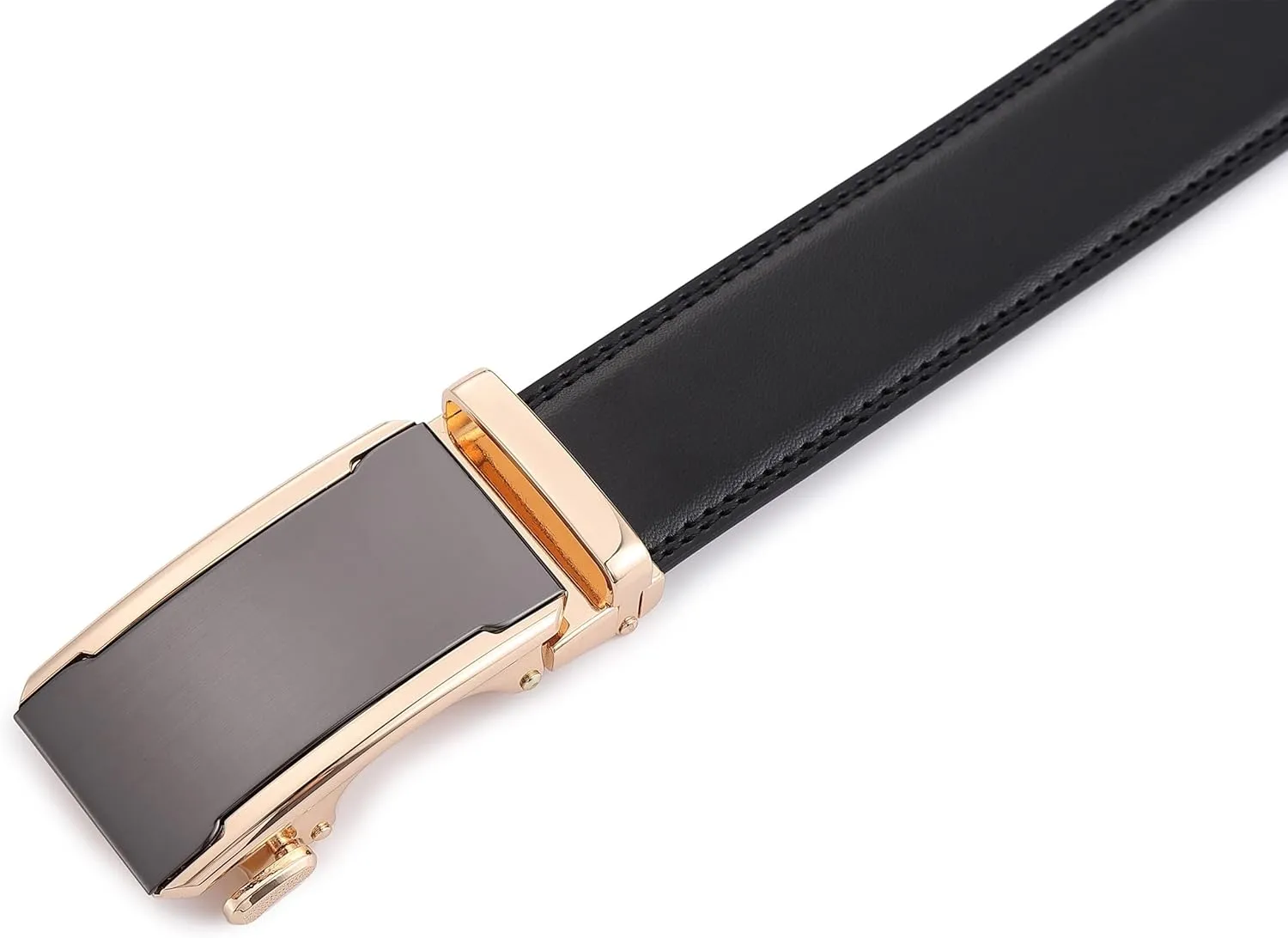 Ratchet Belt for Men, Leather Dress Casual Belt with Adjustable Buckle-Trim to fit-35cm wide