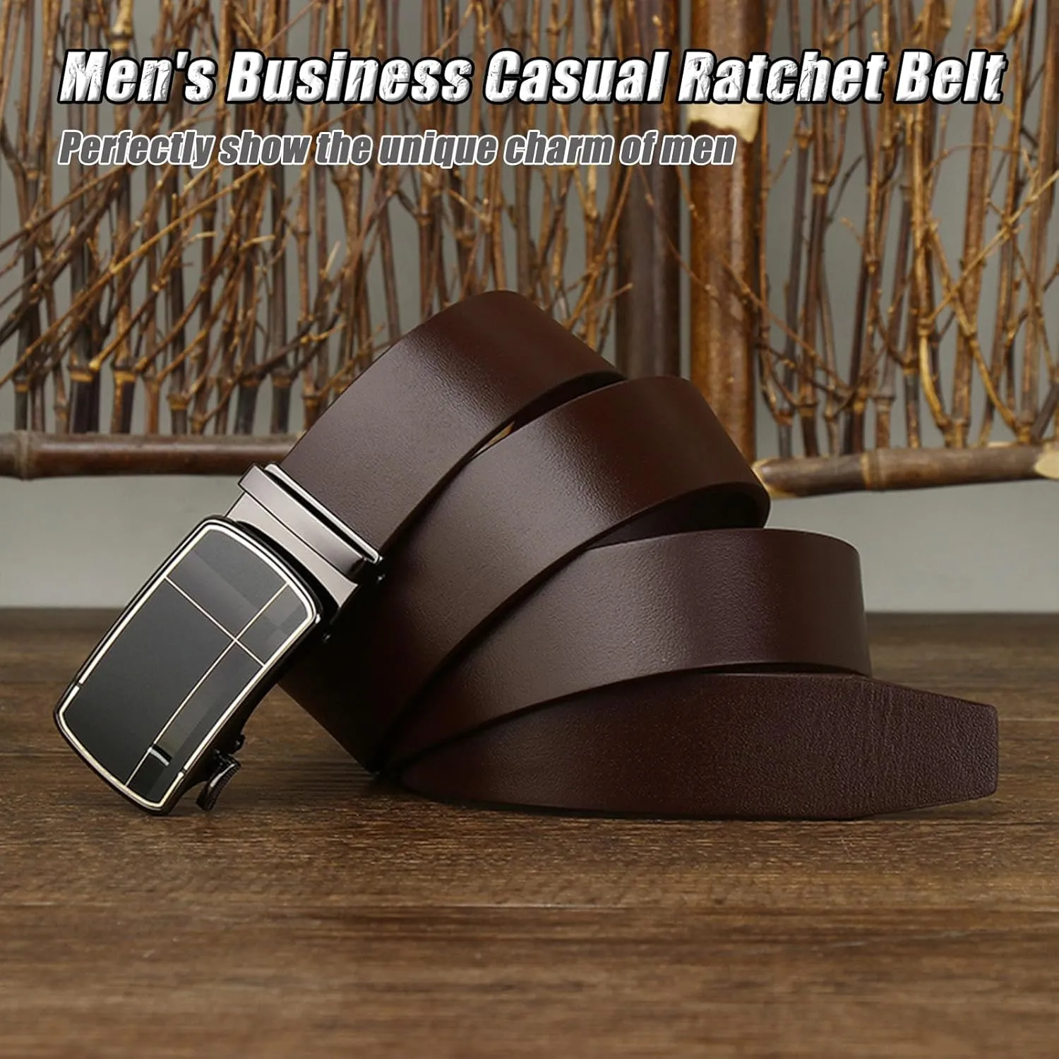 Ratchet Belts for Men Dress Casual Suit, Trim To Fit, Automatic Buckle Belt Men