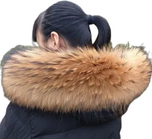 Real Pelts Collar Neck Warmer Scarf Raccoon Hair Collars Neck Wraps Hood Unisex