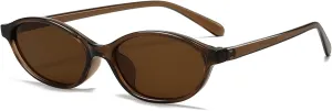 Retro Oval Sunglasses for Women Trendy Oval Narrow Cat Eye Sunnies 90s Vintage Shades