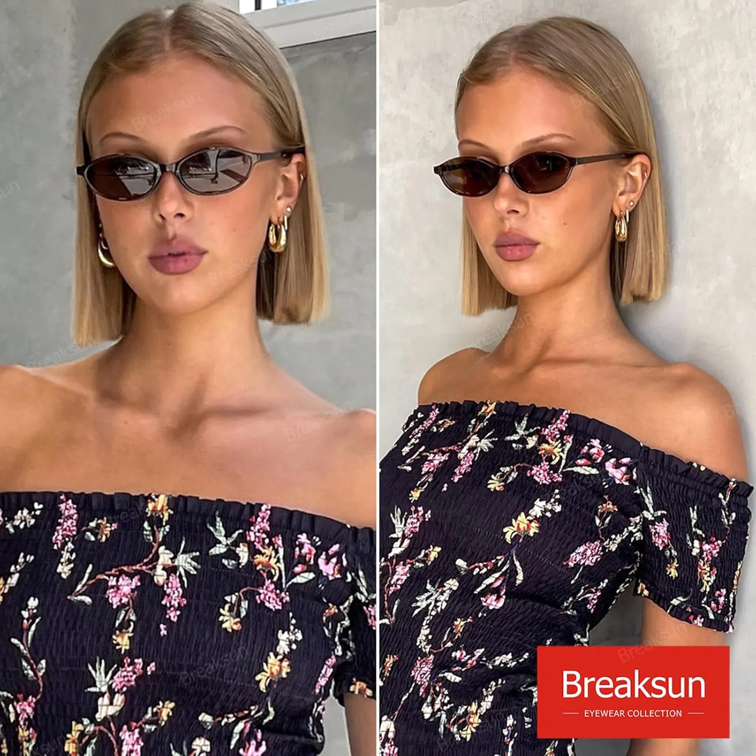 Retro Oval Sunglasses for Women Trendy Oval Narrow Cat Eye Sunnies 90s Vintage Shades