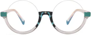 Retro Round Reading Glasses Men Women Half Rim Readers with Alloy Spring Hinge Anti Blue Light Blocking Eyewear
