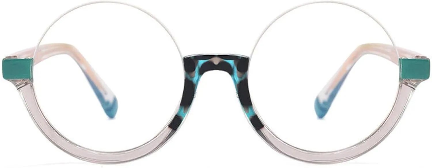 Retro Round Reading Glasses Men Women Half Rim Readers with Alloy Spring Hinge Anti Blue Light Blocking Eyewear
