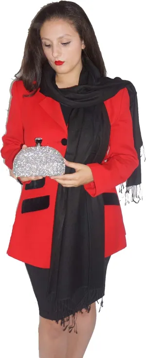 Scarf-scarves-Pashmina shawl-shawl-wrap-poncho-cape-blanket-wool-silk (Black)