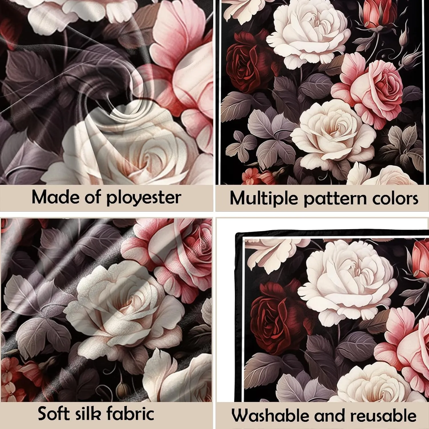 Scarf Silk Feeling Large Square Satin Head Hair Wrap Lightweight Fashion Cute Aesthetic 27.5 Inches for Women Girls
