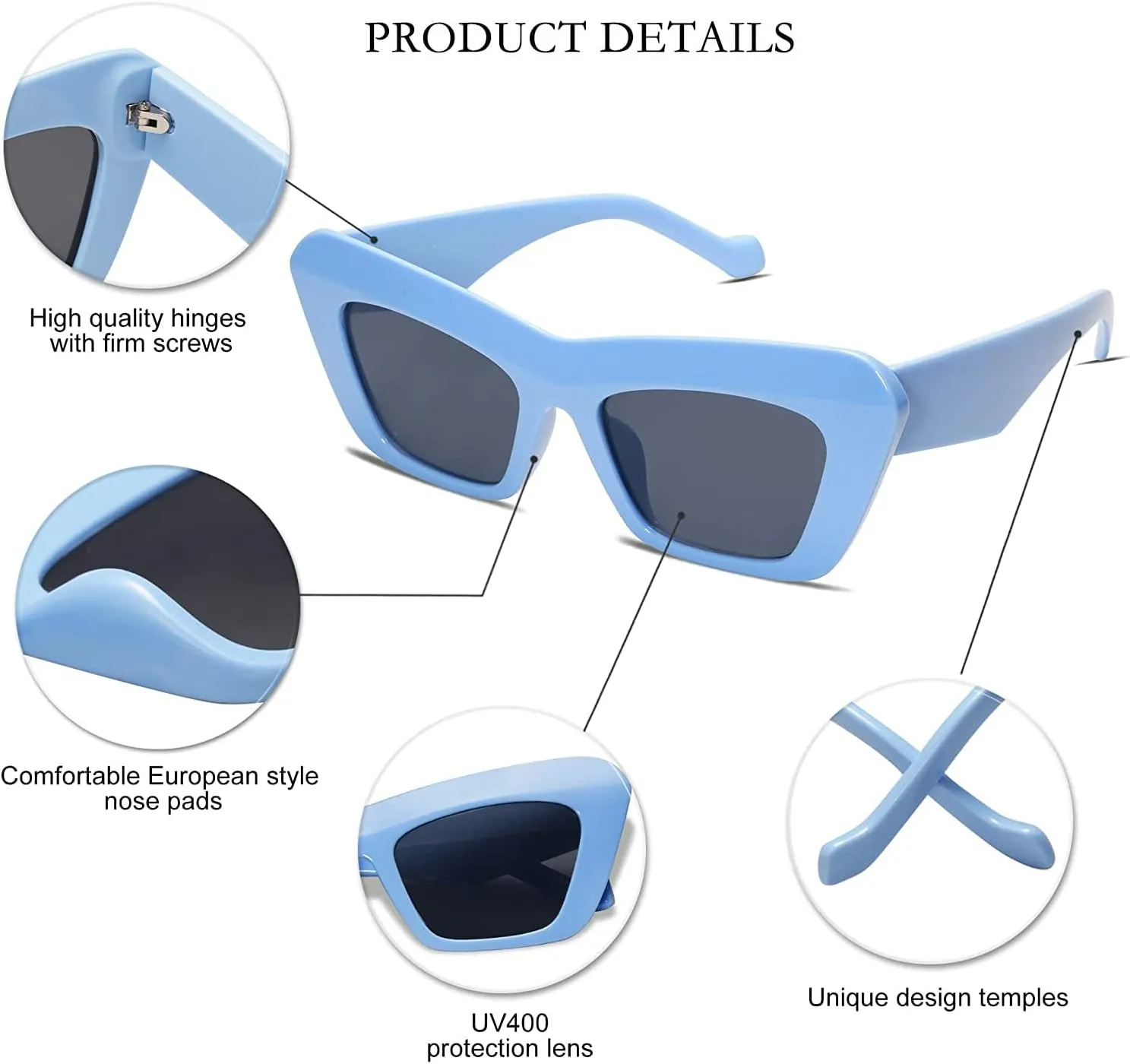 SDINM Cat Eye Sunglasses for Women, Retro Trendy Cateye Sun Glasses