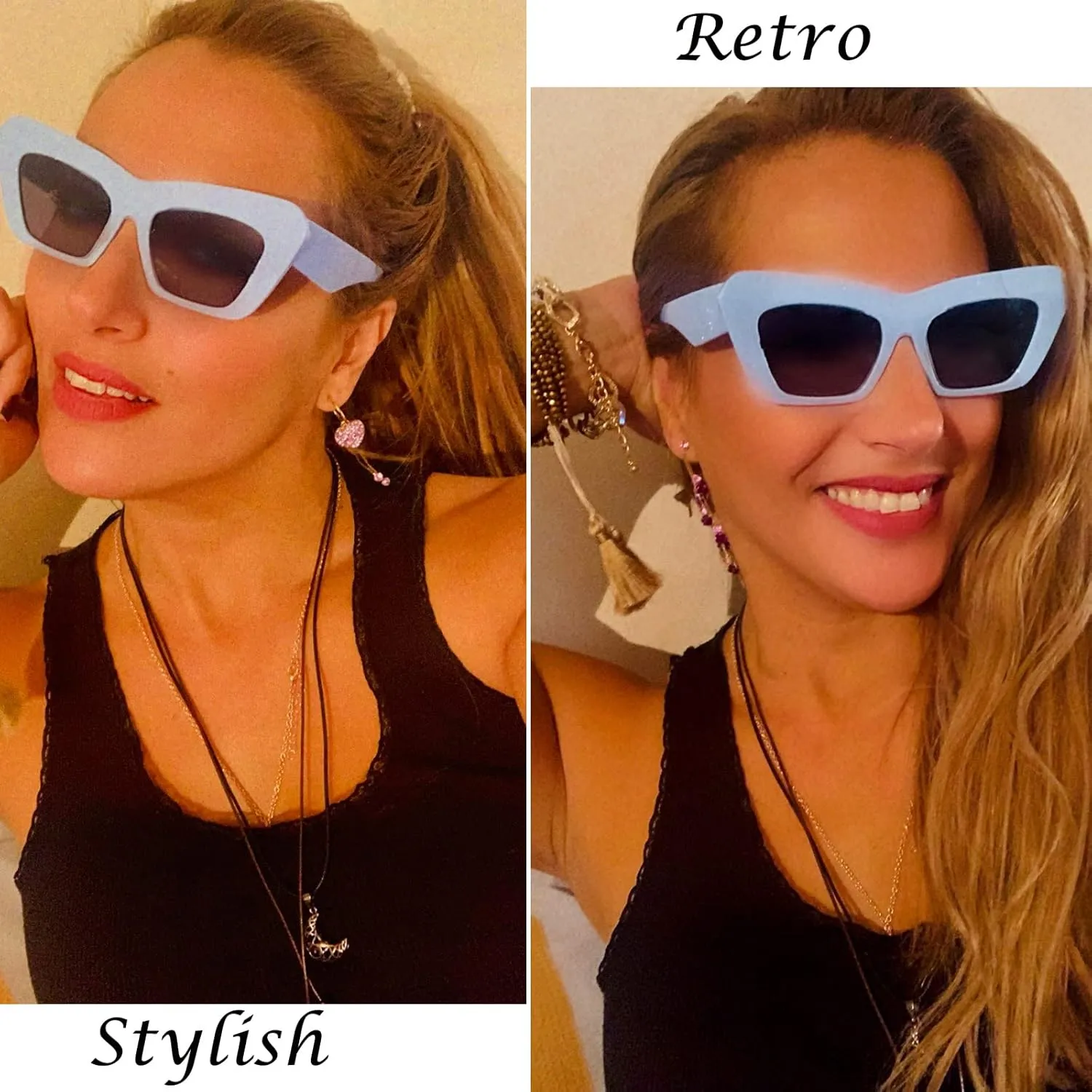SDINM Cat Eye Sunglasses for Women, Retro Trendy Cateye Sun Glasses