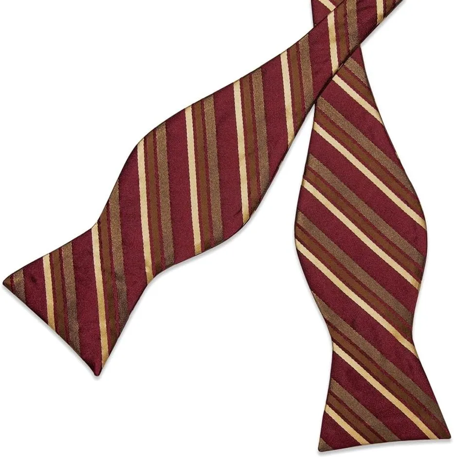 Silk Striped Bow Ties Yellow Red Bowties Hanky Cufflinks Set Suit Man Accessories Nots Self-Tie Bow Tie
