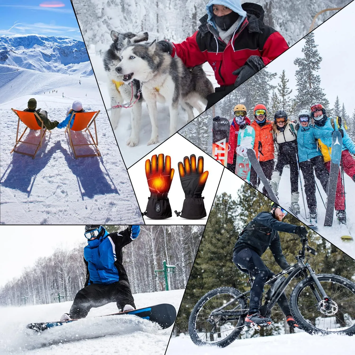 SNOW DEER Heated Gloves for Men Women, Electric Glove Rechargeable Battery Heated Hand for Motorcycle Biking Hunting Arthritis Skiing Working