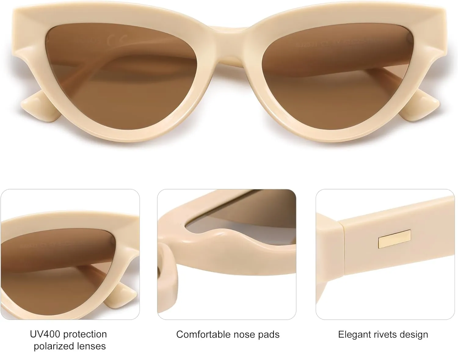 SOJOS Retro Polarized Cat Eye Sunglasses Womens Vintage Shades Trendy Stylish Sunnies SJ2331A