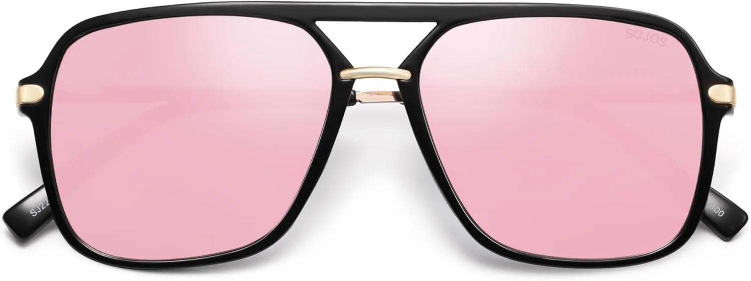 SOJOS Sunglasses for Women & Men, Square, Retro, Polarized Lens, Trendy Aviator, 90s Shades
