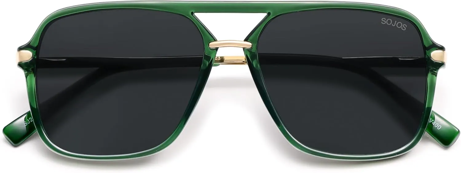 SOJOS Sunglasses for Women & Men, Square, Retro, Polarized Lens, Trendy Aviator, 90s Shades