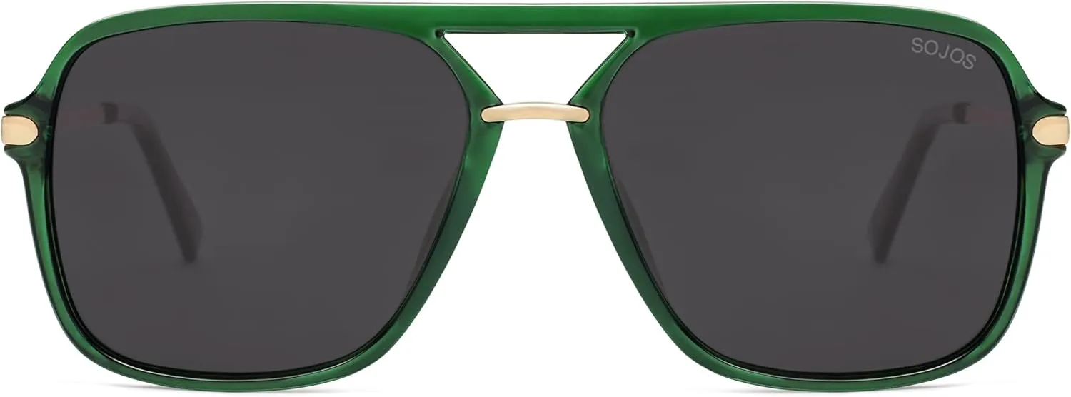SOJOS Sunglasses for Women & Men, Square, Retro, Polarized Lens, Trendy Aviator, 90s Shades