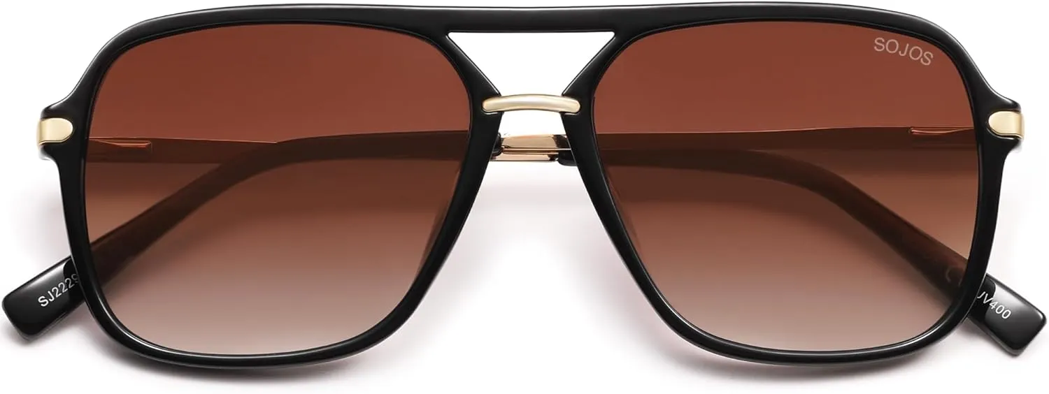 SOJOS Sunglasses for Women & Men, Square, Retro, Polarized Lens, Trendy Aviator, 90s Shades