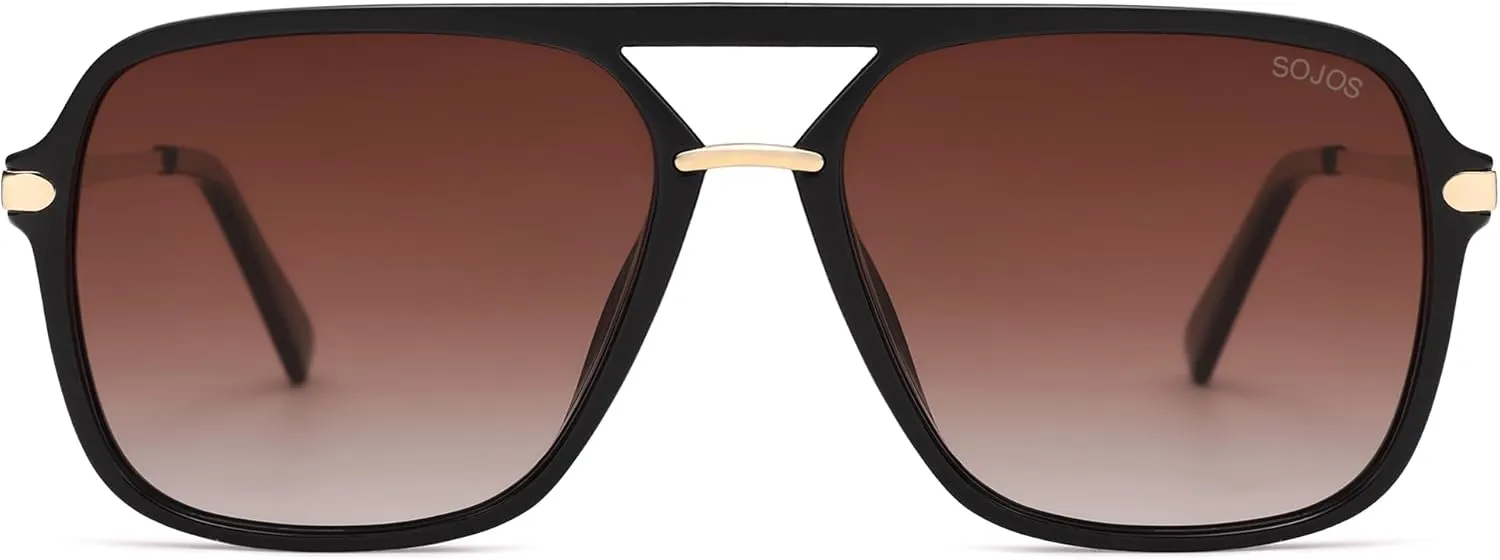 SOJOS Sunglasses for Women & Men, Square, Retro, Polarized Lens, Trendy Aviator, 90s Shades