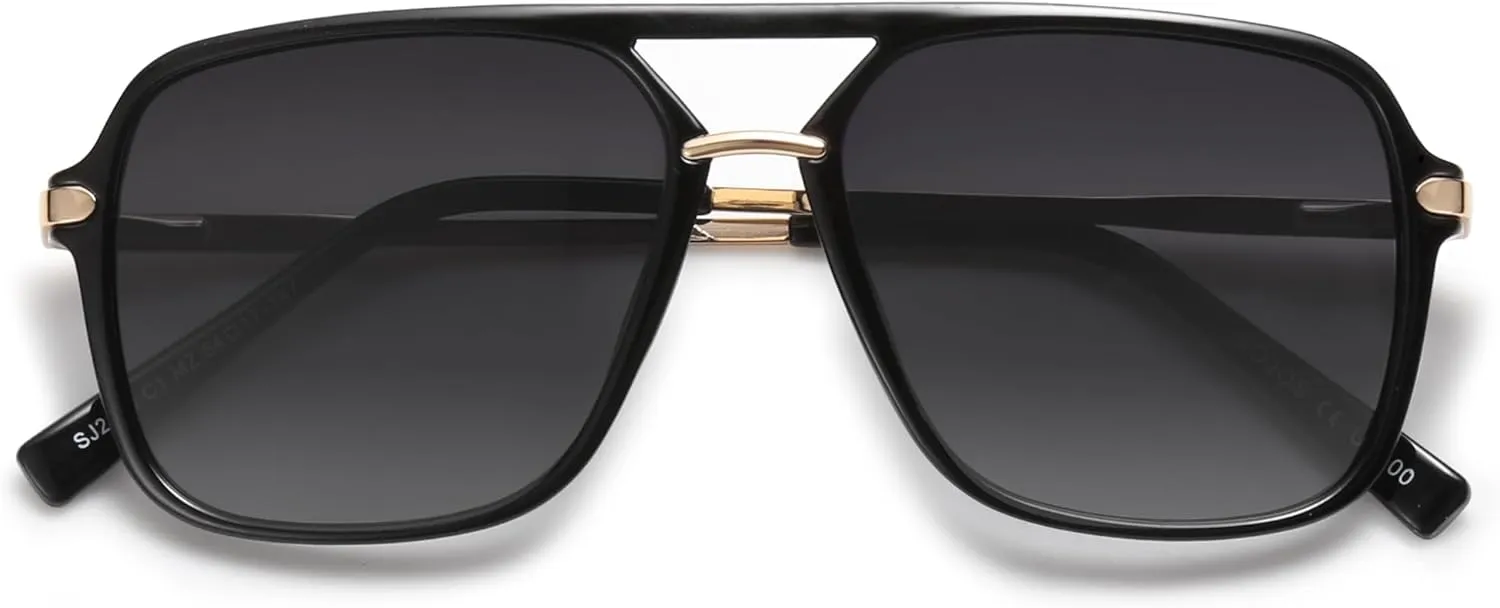 SOJOS Sunglasses for Women & Men, Square, Retro, Polarized Lens, Trendy Aviator, 90s Shades