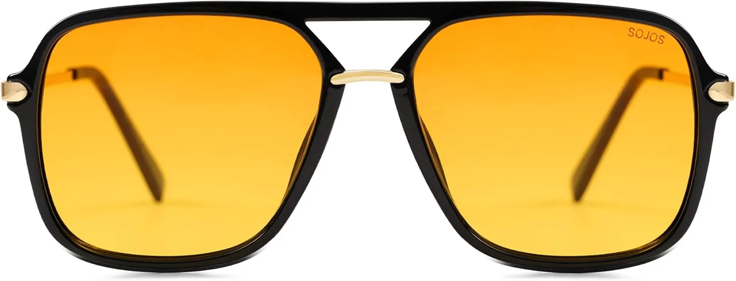 SOJOS Sunglasses for Women & Men, Square, Retro, Polarized Lens, Trendy Aviator, 90s Shades