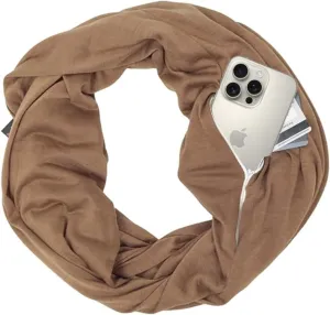 Solid Color Hidden Zipper Pocket Scarf - Fashion Scarf for Women - All Seasons