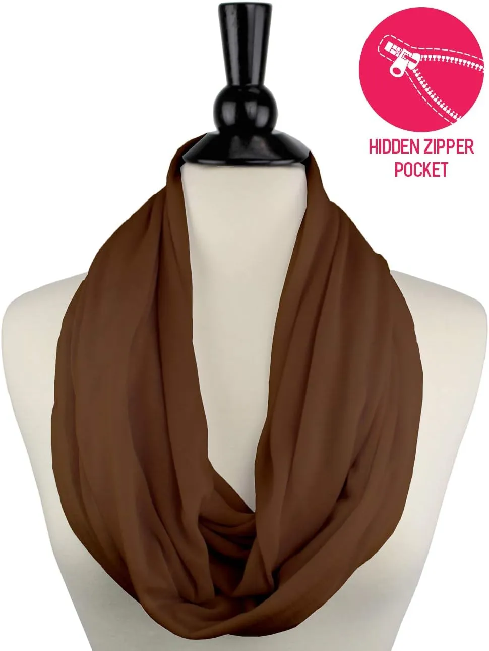 Solid Color Hidden Zipper Pocket Scarf - Fashion Scarf for Women - All Seasons