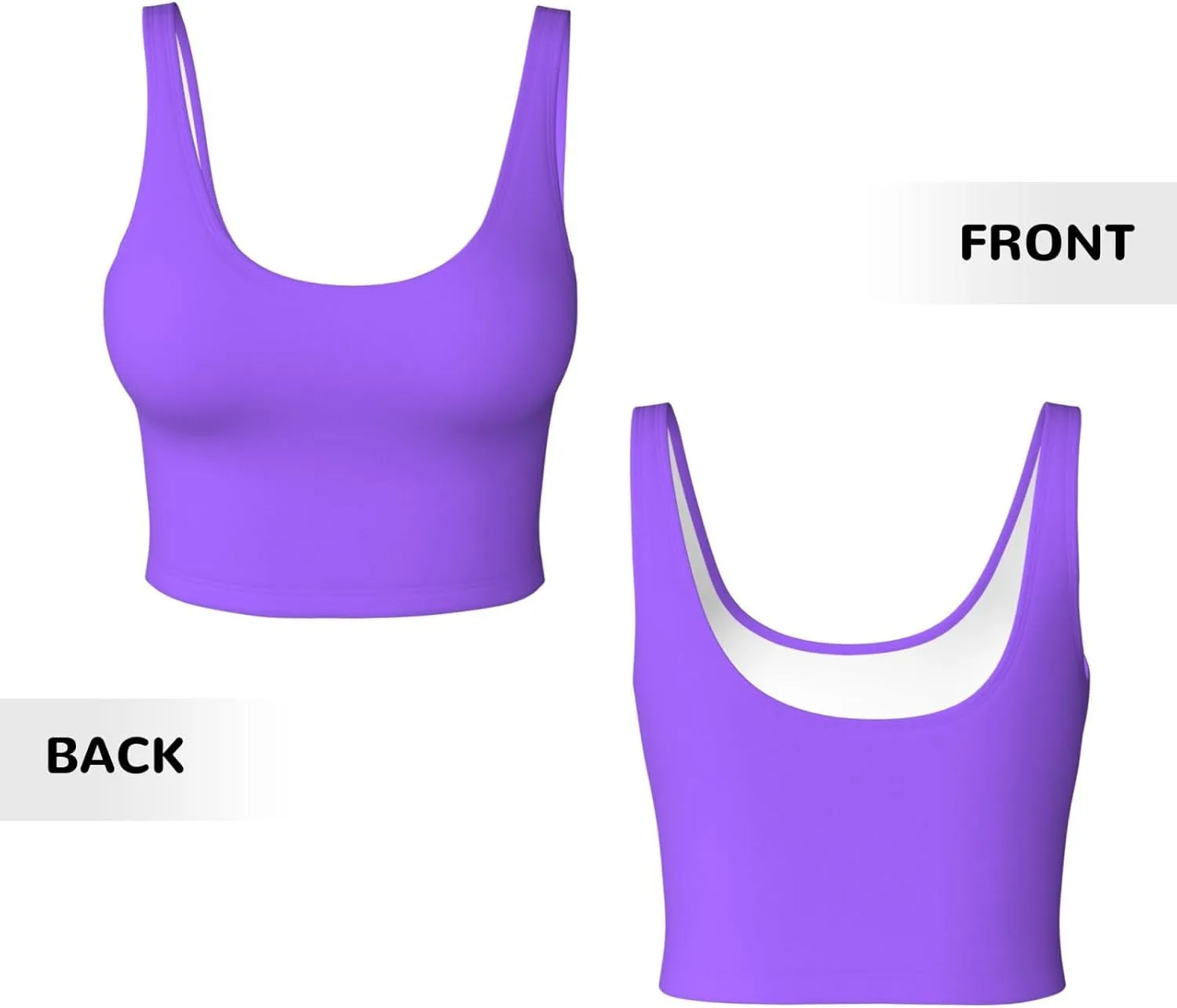 Solid Color Light Purple Women's Sexy Sports Vest Sleeveless Athletic Gym T-Shirts Vest U-Shaped Back Quick Dry Top