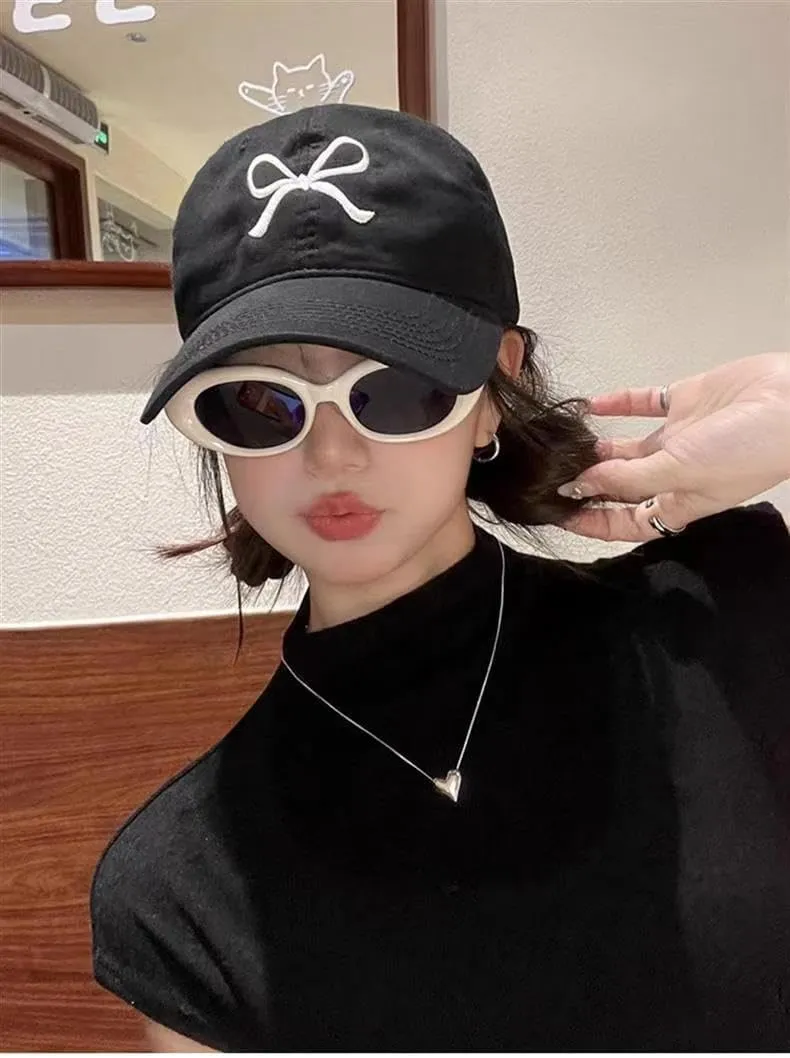 Sumleno Womens Trendy Cute Bow Baseball Cap Y2k Aesthetic Preppy Sun Cap Hiking Travel Trucker Hat Accessories