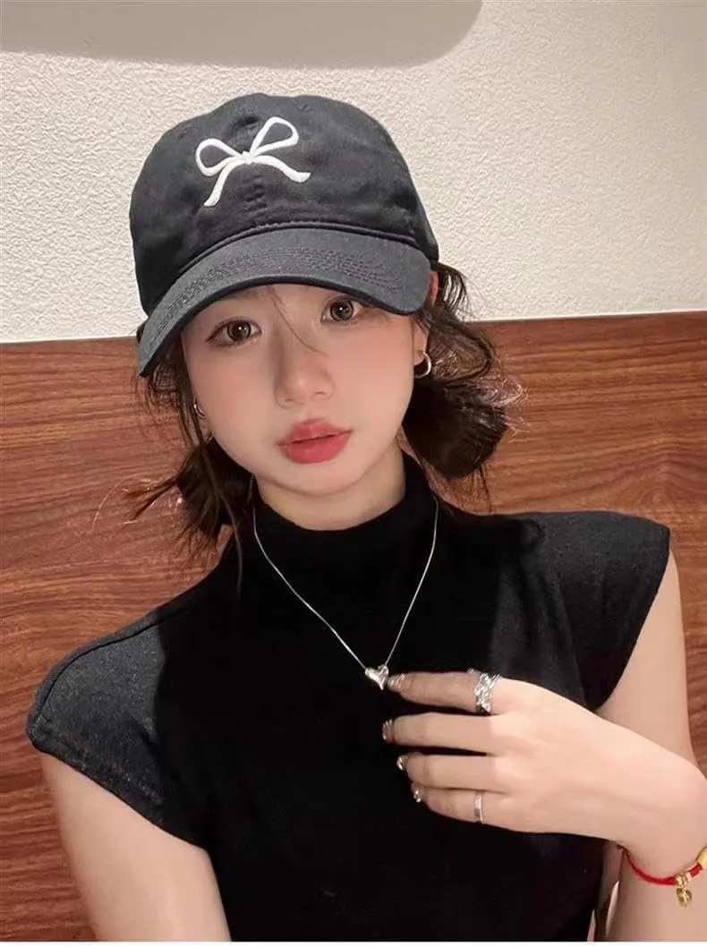 Sumleno Womens Trendy Cute Bow Baseball Cap Y2k Aesthetic Preppy Sun Cap Hiking Travel Trucker Hat Accessories