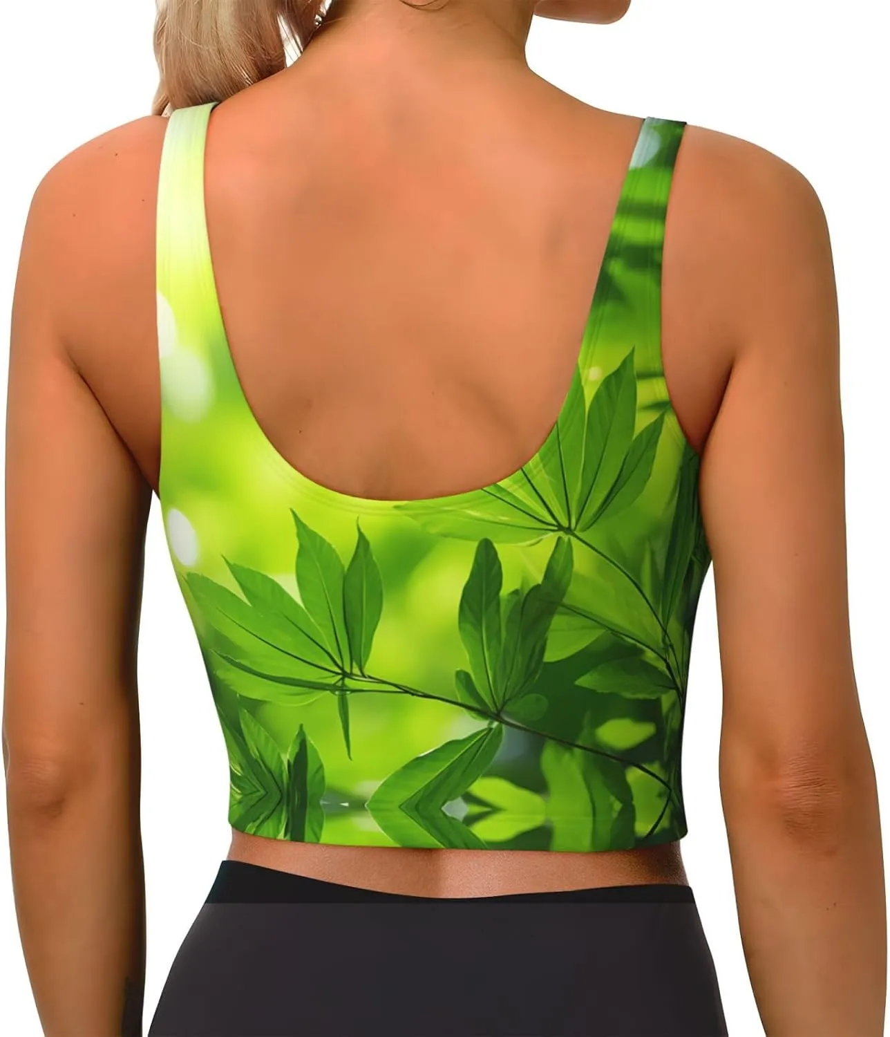 Sunny Green Women's Sexy Sports Vest Sleeveless Athletic Gym T-Shirts Vest U-Shaped Back Quick Dry Top