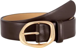 SUOSDEY Leather Belts for Women, Ladies Waist Belt with Liquid Shape Buckle for Jeans Pants Dresses,1.4" width