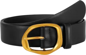 SUOSDEY Leather Belts for Women, Ladies Waist Belt with Liquid Shape Buckle for Jeans Pants Dresses,1.4" width