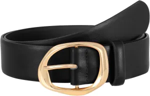 SUOSDEY Leather Belts for Women, Ladies Waist Belt with Liquid Shape Buckle for Jeans Pants Dresses,1.4" width