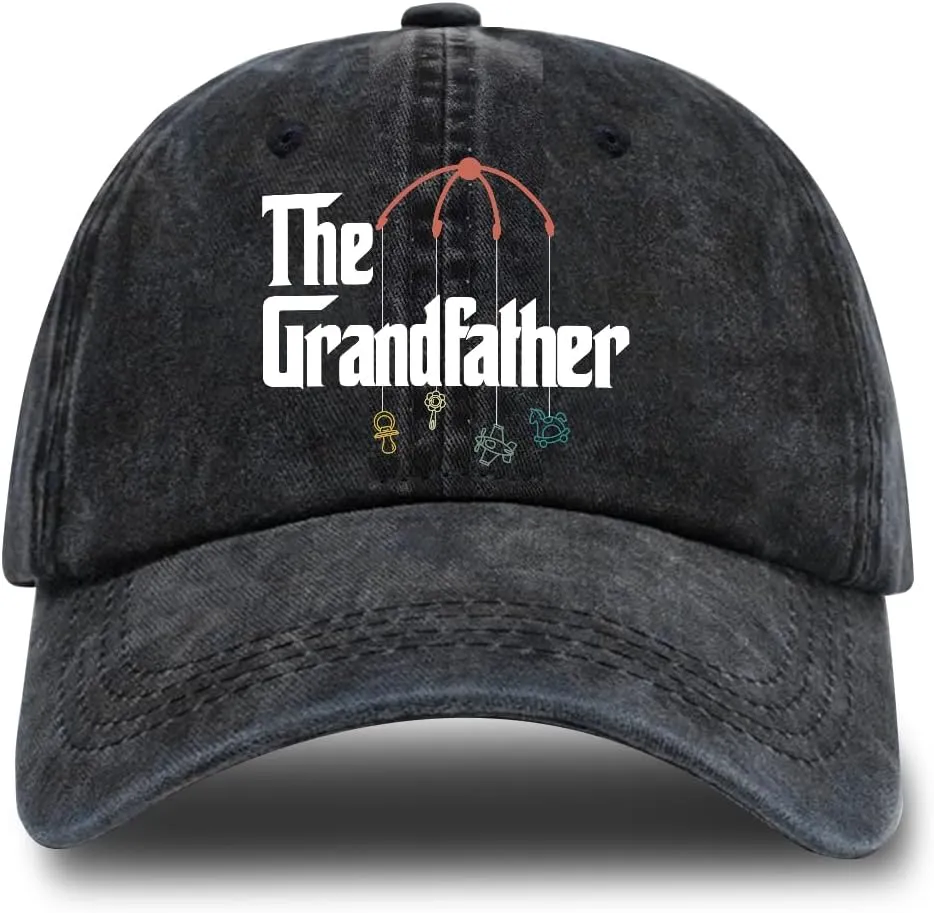 The Grandfather Adjustable Cotton Baseball Cap, Funny Retro Black Trucker Hat Outdoor Accessories for Men Grandpa Dad Husband Travel Lover, Retirement Birthday