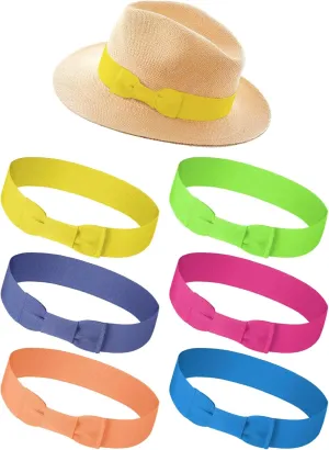 Tigeen 6 Pcs Stretchable Bowknot Hat Band Cowboy Hat Bands for Women Ribbon Panama Accessories
