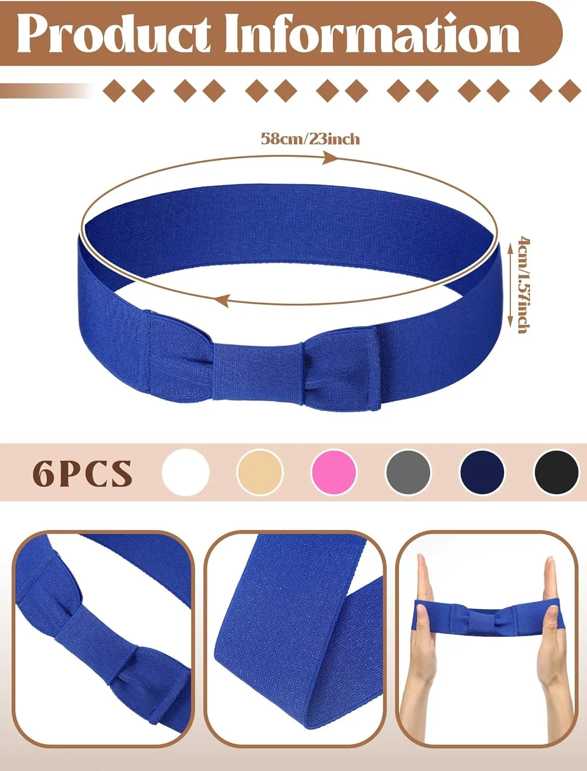 Tigeen 6 Pcs Stretchable Bowknot Hat Band Cowboy Hat Bands for Women Ribbon Panama Accessories