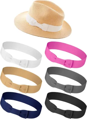 Tigeen 6 Pcs Stretchable Bowknot Hat Band Cowboy Hat Bands for Women Ribbon Panama Accessories