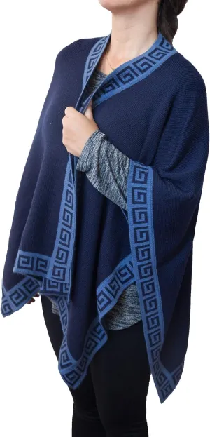 TINKUY Women’s Shawl, Peruvian Alpaca Wool Scarfs for Women Pashmina Shawl Ruana Wrap Poncho Geometric Trim, One Size