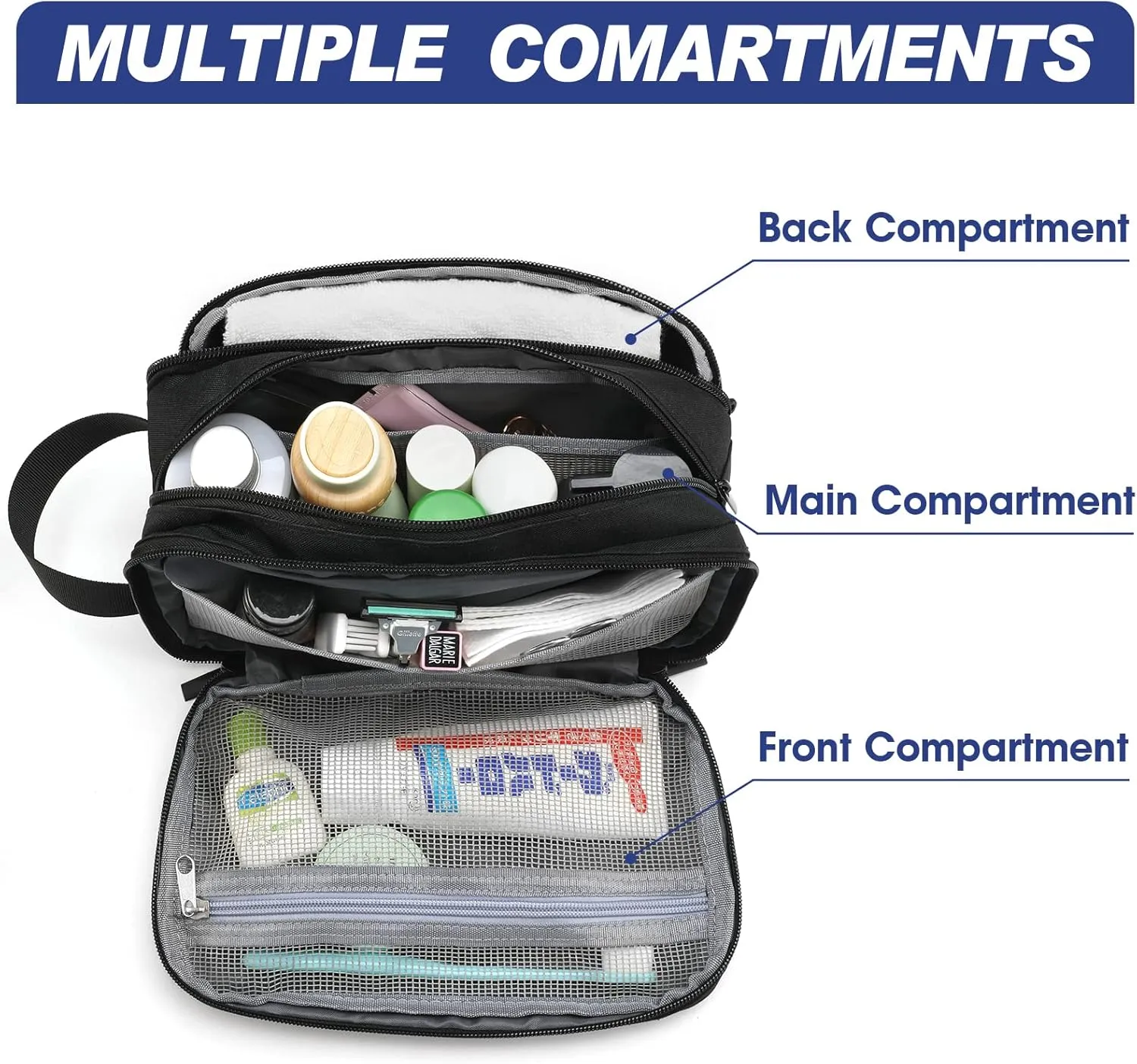 Toiletry Bag for Men Shavin Bag Mens Toiletry Travel Bag Water Resistant Toiletry Bag for Toiletries Accessories Black Hanging Toiletry Bag
