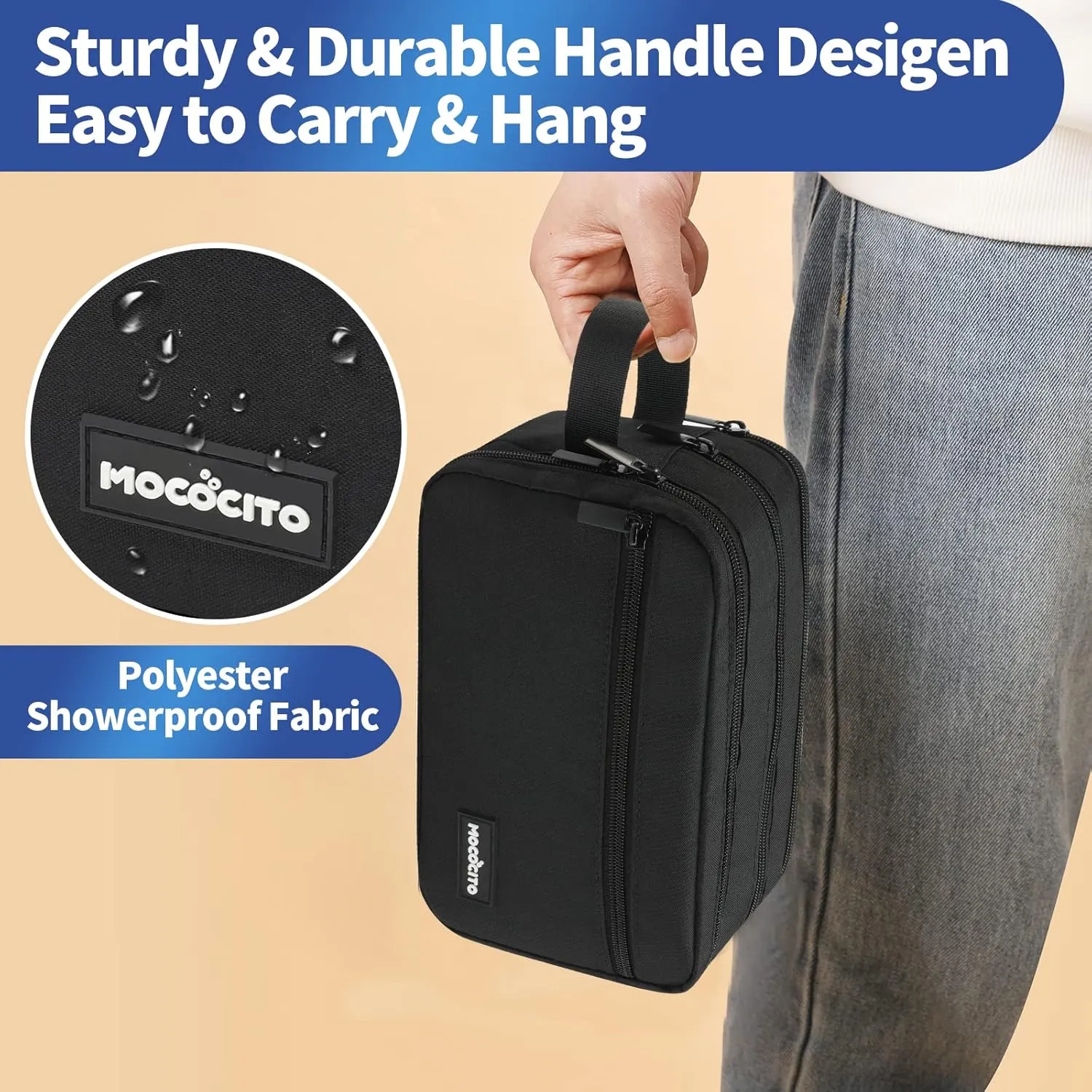 Toiletry Bag for Men Shavin Bag Mens Toiletry Travel Bag Water Resistant Toiletry Bag for Toiletries Accessories Black Hanging Toiletry Bag