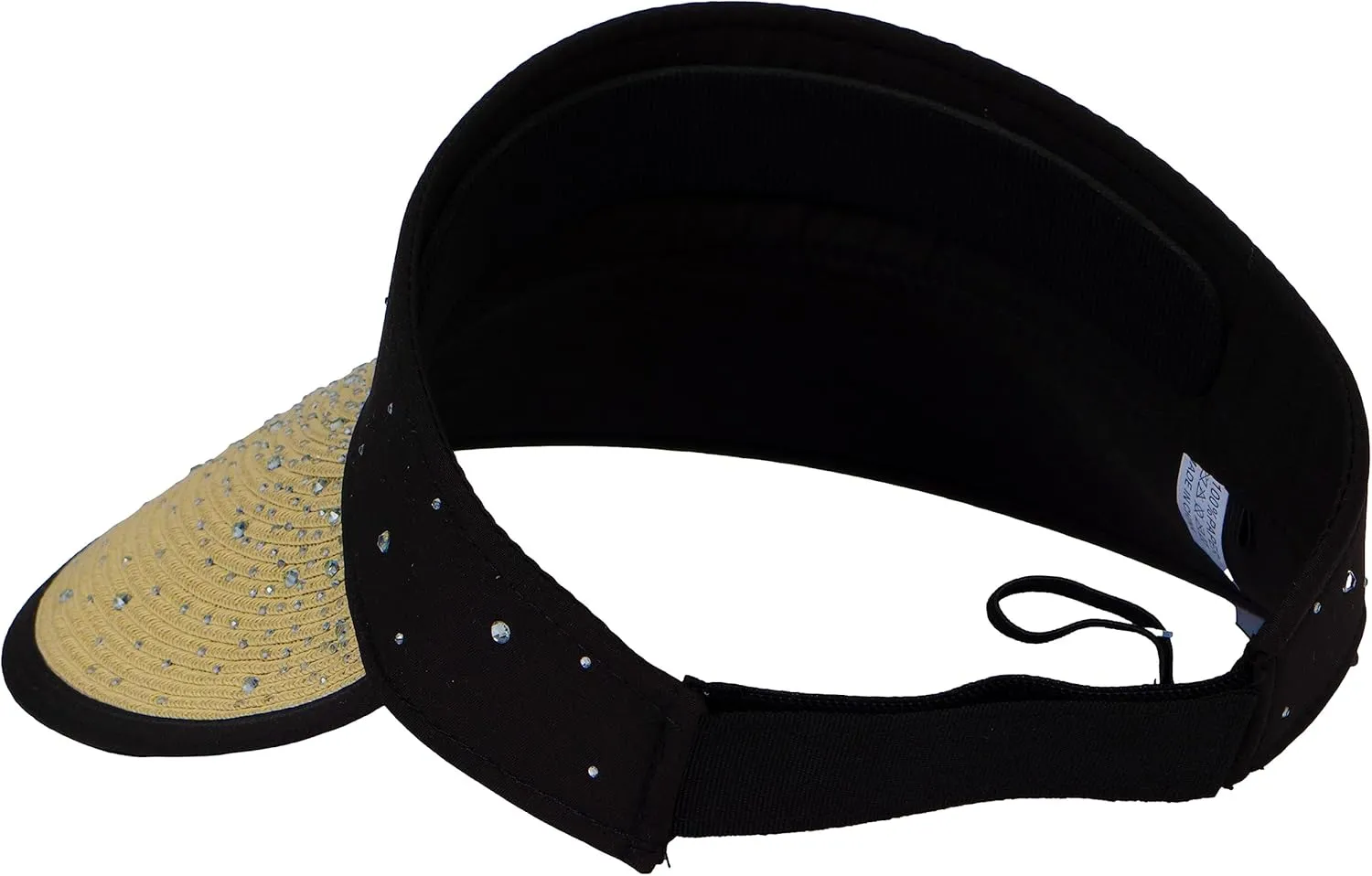 TOP HEADWEAR Women's Studded Visor - Paper Braid Crystal Hat 5 Inch Wide Brim