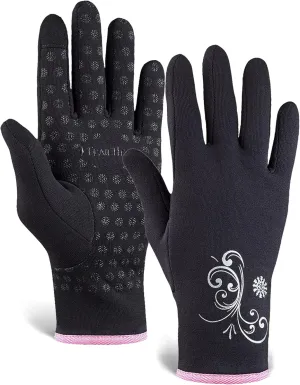 TrailHeads Womens Running Gloves - Touchscreen Gloves - Running Accessories for Women Winter - Hiking, Biking, Sports - Black/Fast Pink (Medium)