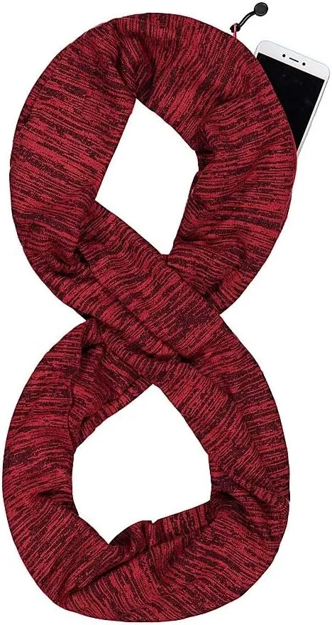 Travel-in-Style Pocket Scarf - Lightweight Heathered Travel Scarves, Infinity Scarves with Zipper Pockets