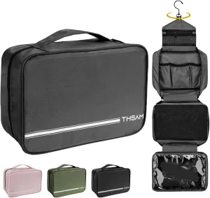 Travel Toiletry Bag for Women Men - Portable Large Hanging Organizer Makeup Bag for Cosmetic, Shampoo, Conditioner, Brushes Set, Cosmetic Travel Accessories Essentials, Grey