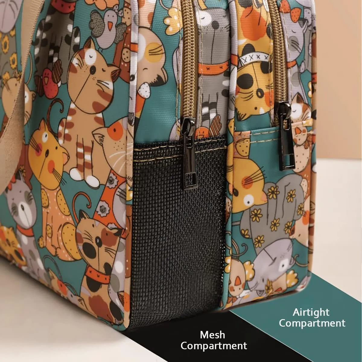Travel Toiletry Bag for Women, Waterproof Shower Bag with Handy Handle, Makeup Cosmetic Organizer Bag for Travel Toiletries Accessories (Fancy Cat Pattern - XL)