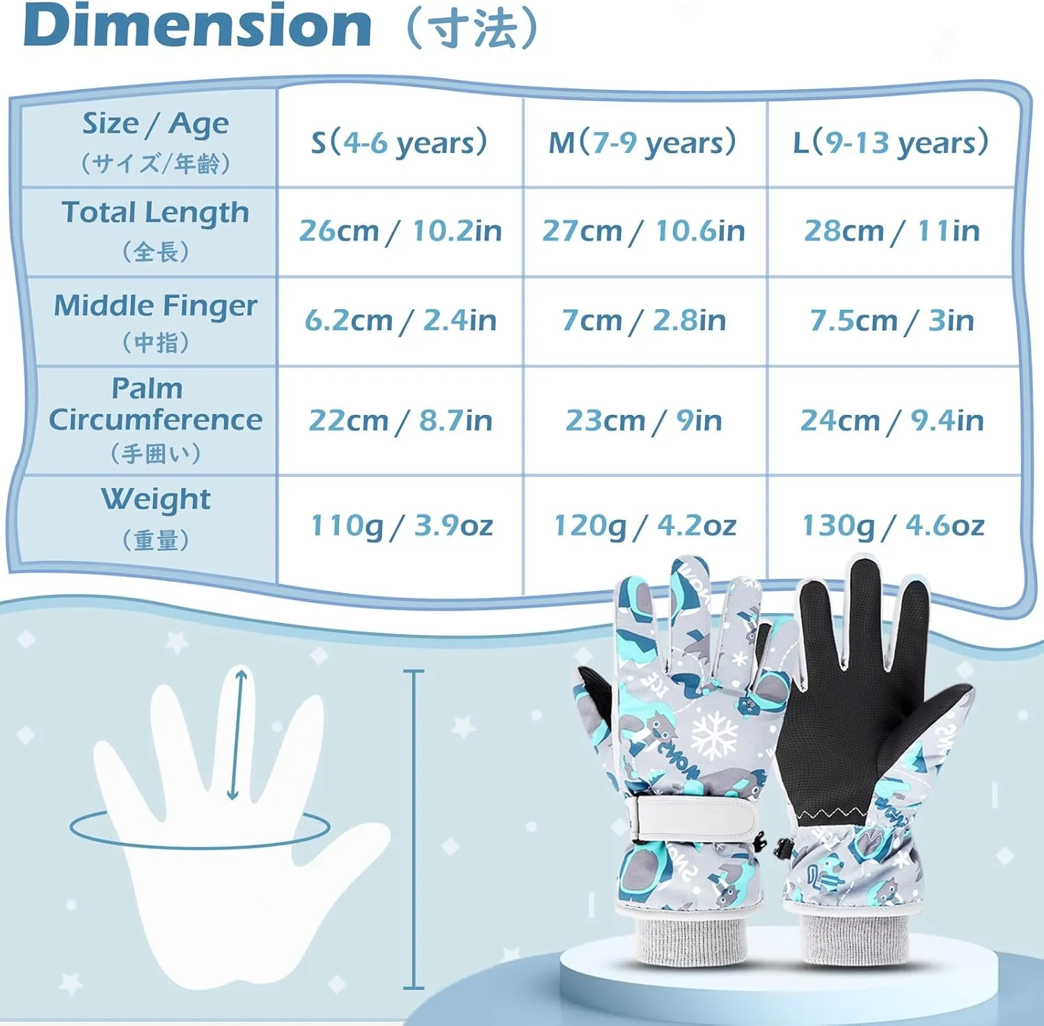 TRIWONDER Kids Ski Snow Gloves Winter Cold Weather Windproof Warm Snowboard Sport Mittens for Boys Girls